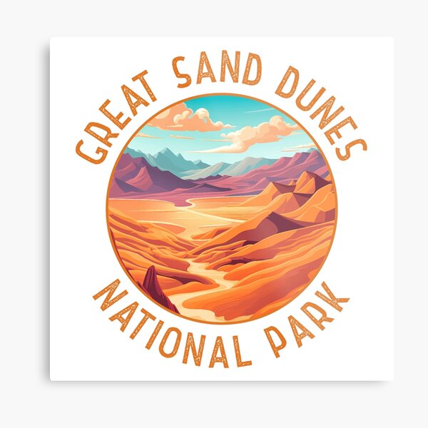Item preview, Great Sand Dunes National Park Illustration Distressed Circle designed and sold by KrisSidDesigns.