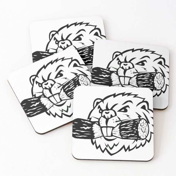Item preview, Angry North American Beaver or Eurasian Beaver Biting Log Head Mascot Retro designed and sold by patrimonio.