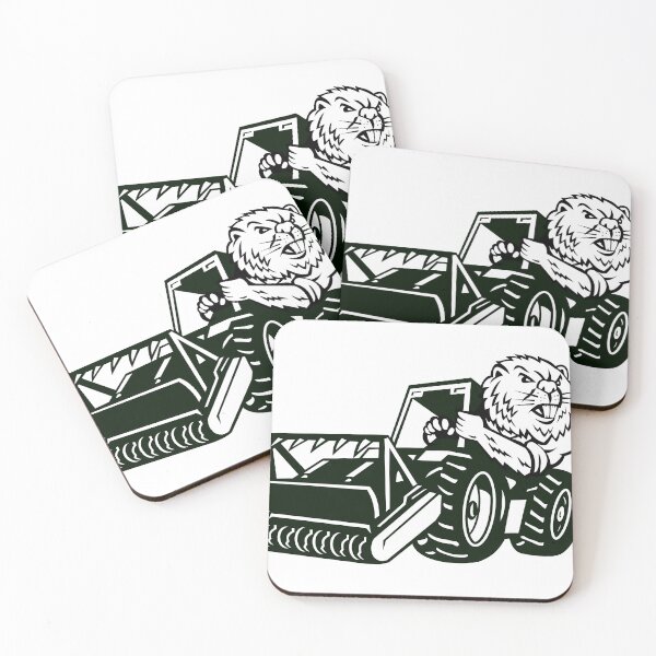 Item preview, Angry Beaver Driving Mulching Tractor Mascot Cartoon Retro designed and sold by patrimonio.