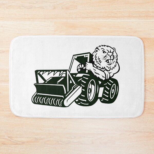 Item preview, Angry Beaver Driving Mulching Tractor Mascot Cartoon Retro designed and sold by patrimonio.