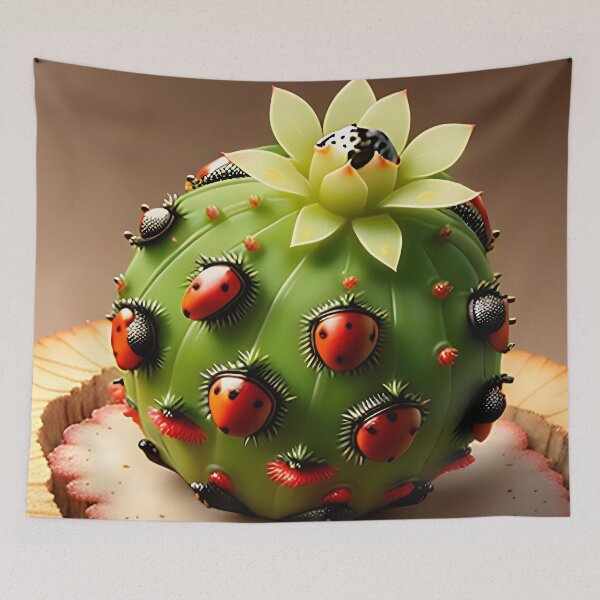 Item preview, Ladybug Cactus Plant designed and sold by FineDigitalAI.