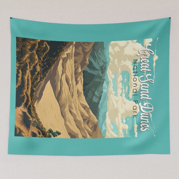 Item preview, Great Sand Dunes National Park Illustration Retro designed and sold by KrisSidDesigns.