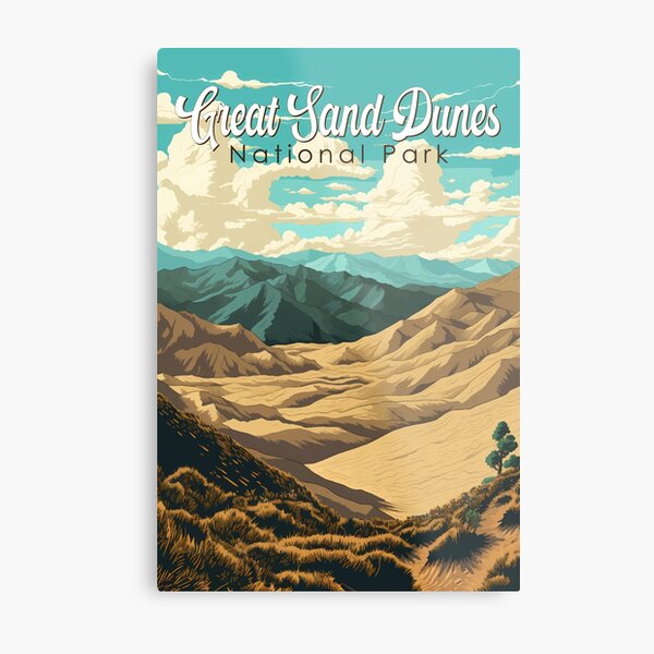 Item preview, Great Sand Dunes National Park Illustration Retro designed and sold by KrisSidDesigns.