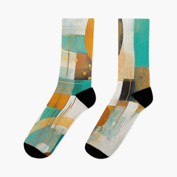 Item preview, Abstract Modern Shapes Painting (Teal + Orange) designed and sold by Cygnus-Designs.