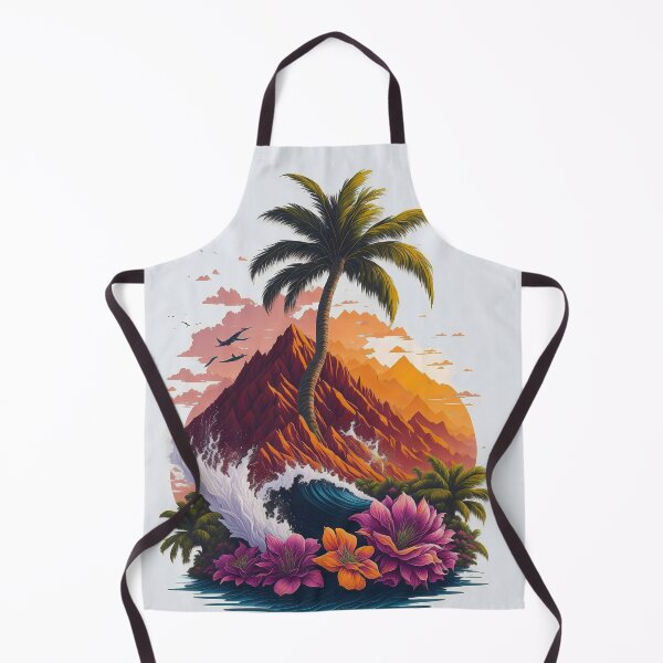 Item preview, A breathtaking sunset magical, enchanted, water with mountains and a palmtree designed and sold by craftyartsdigi.
