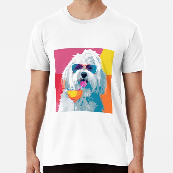 Funny Old English Sheepdog Mom Wears Bandana & Glass Shirt
