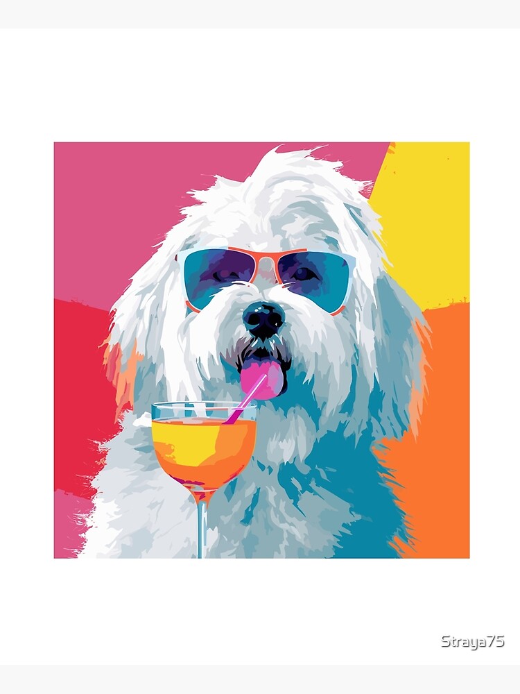 Funny Old English Sheepdog Mom Wears Bandana & Glass Shirt