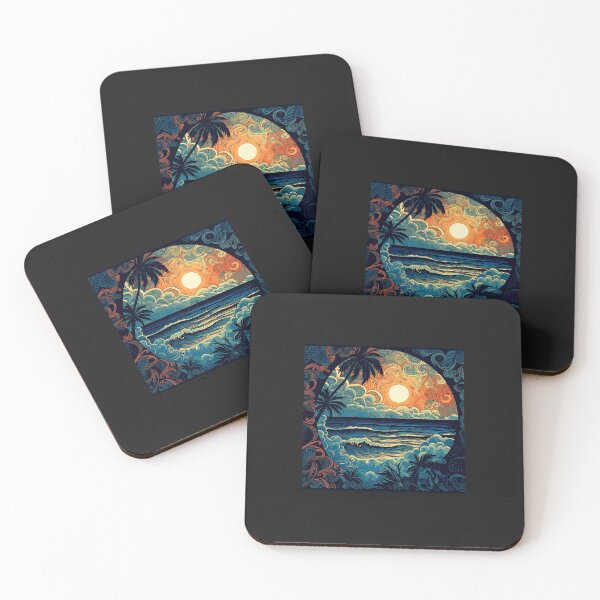 Item preview, Beach vibes boho waves art pattern designed and sold by Earth Nature Creations.