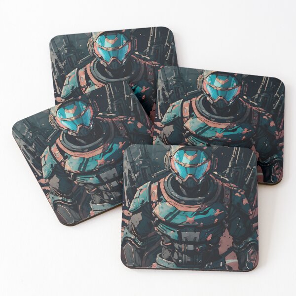 Item preview, Intergalactic Bounty Hunter in Armored Exosuit with Visor designed and sold by ByteyCreatives.