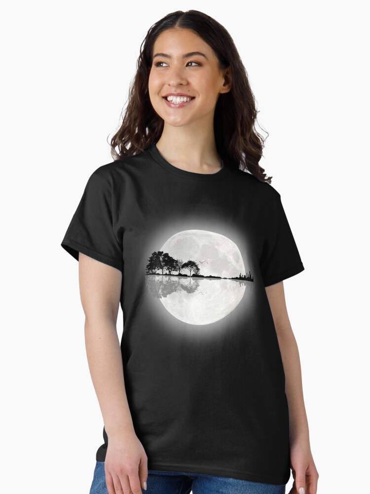 Thumbnail 2 of 7, Classic T-Shirt, Moonlight Nature Guitar designed and sold by maryedenoa.