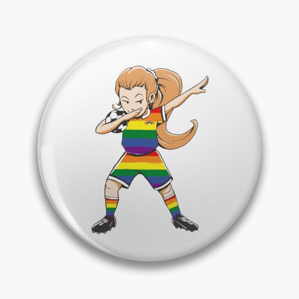 Item preview, Dabbing Soccer Football Girl Player LGBT Rainbow Flag Pride designed and sold by pipsmerch.