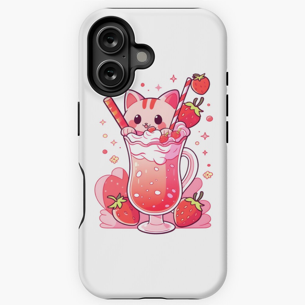 Strawberry Milkshake Kawaii Cat