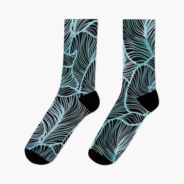 Item preview, Abstract Large Blue Leaves on Black Background  designed and sold by silviaol.
