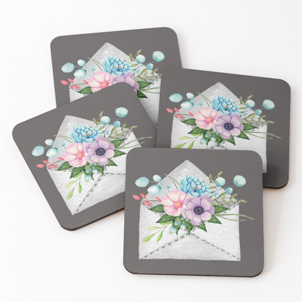 Item preview, Floral envelope, purple anemone, eucalyptus leaves. designed and sold by InaDim.