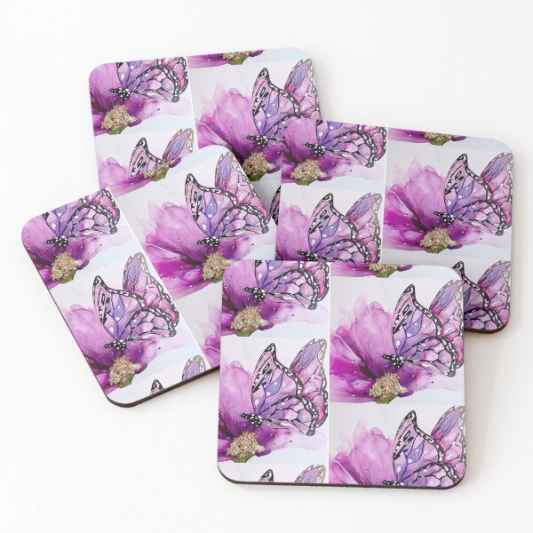 Item preview, Purple and Gold , Abstract flower painting, Alcohol ink art, Large flower painting, Butterfly painting designed and sold by appaart.