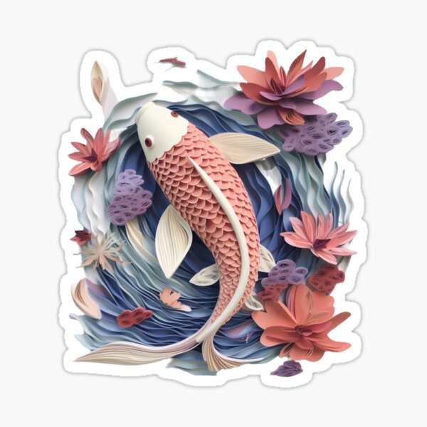 Item preview, Digital art print,Koi carp paper craft designed and sold by obuttono.