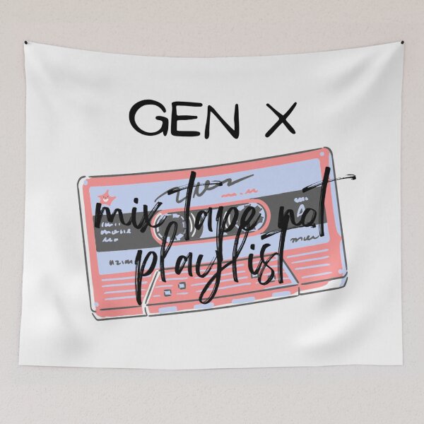 Item preview, gen x mixtape not playlist text graphic v2a red white background designed and sold by fishpressink.