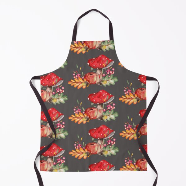 Item preview, Red mushroom forest apple fall leaves for pattern designed and sold by InaDim.