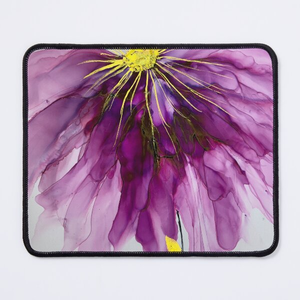 Aperçu de l'œuvre Violet et or, peinture abstraite de fleur, art d'encre d'alcool, grande peinture de fleur, peinture de papillon créée et vendue par appaart.