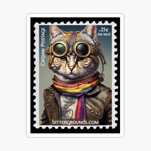 Steampunk Cat Airmail! - with a touch of PRIDE Sticker