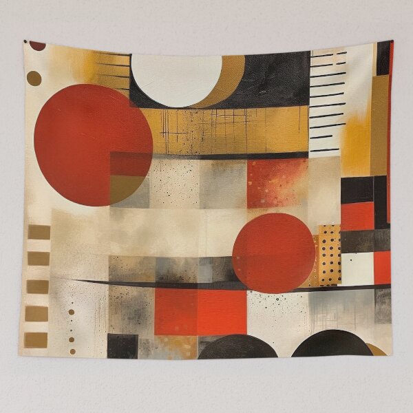 Item preview, Abstract Modern Shapes Painting (Red + Gold) designed and sold by Cygnus-Designs.