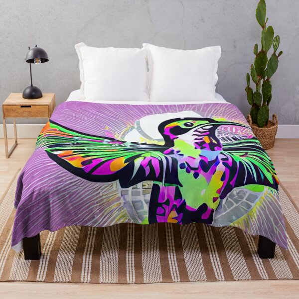 Aperçu de l'œuvre Hummingbird, cosmic neon colorful hummingbird créée et vendue par casaai.