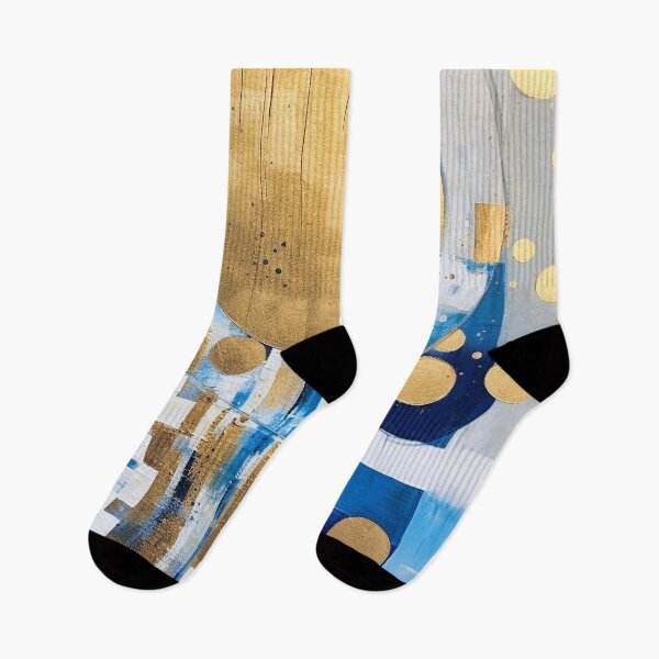Item preview, Abstract Modern Shapes Painting (Blue, Gold) designed and sold by Cygnus-Designs.