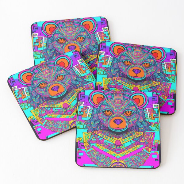 Item preview, Colorful Neon Aztec Bear Design designed and sold by allhistory.