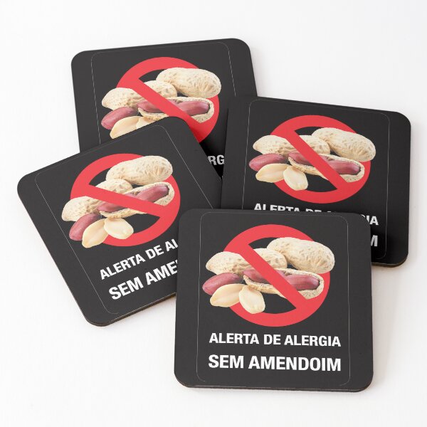 Item preview, Portuguese: "alerta de alergia / SEM AMENDOIM"  designed and sold by WhiteShirtGuy.