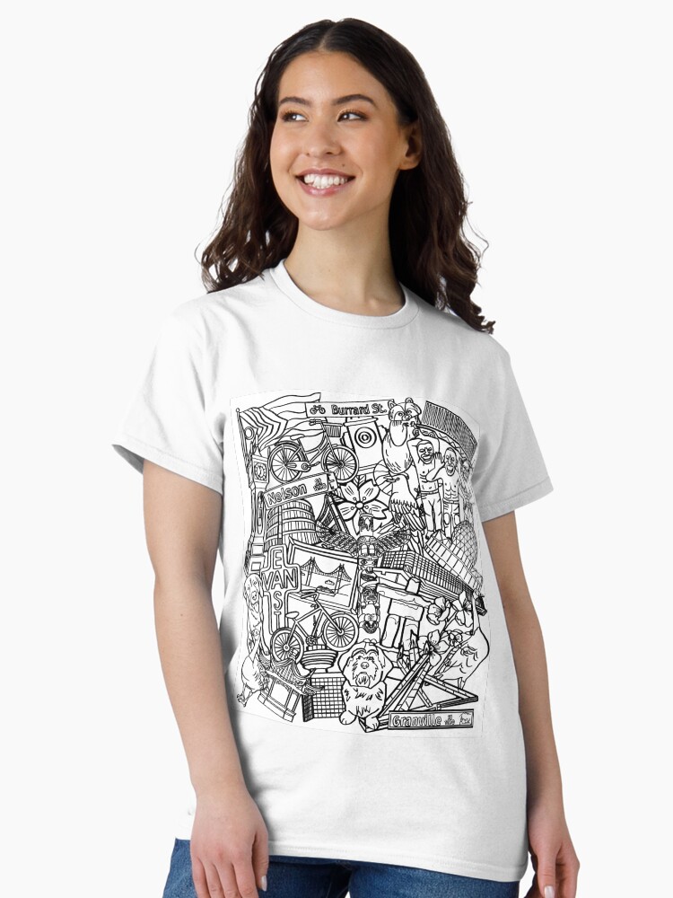 Thumbnail 1 of 7, Classic T-Shirt, Vancouver, BC | Black Outline designed and sold by chuchucolouring.
