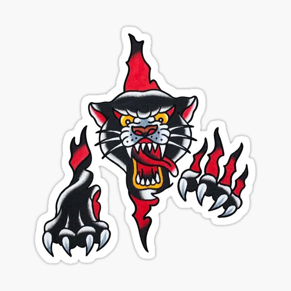 Item preview, Black panther attack tattoo designed and sold by Pinscher.