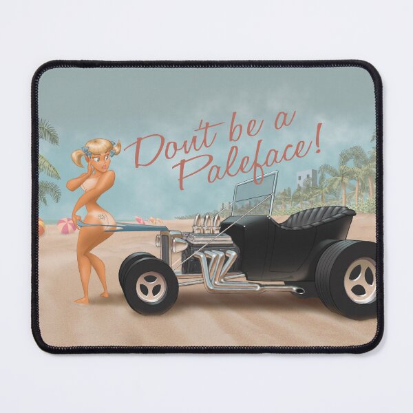 Item preview, Funny Pinup of Coppertone Girl and Hot Rod designed and sold by badjoojoo.