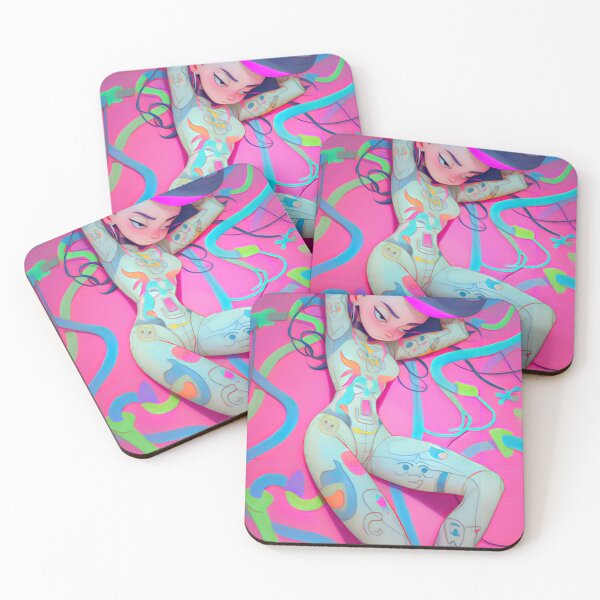 Aperçu de l'œuvre Punk Kawaii foncé rose et bleu fluo créée et vendue par BoudiccaLondon.