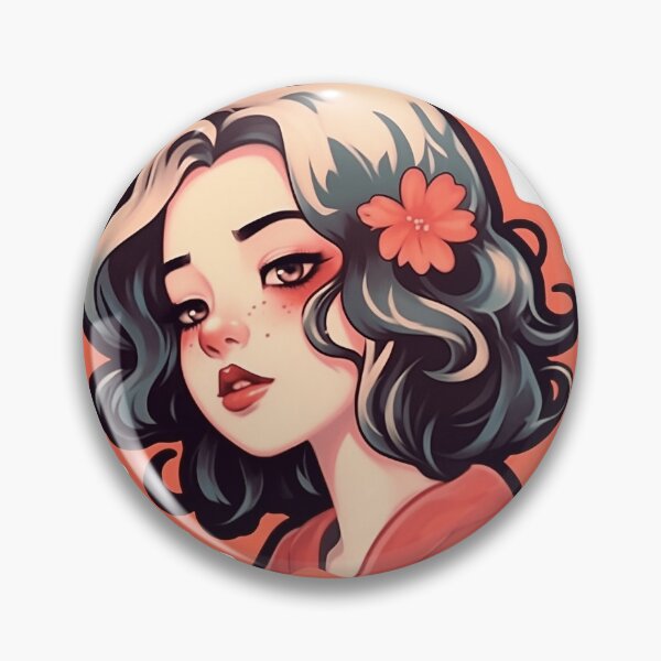 Item preview, a woman with a flower in her hair,  dark and desaturated colours, red apple, wavy and short top hair designed and sold by StrongSouls.