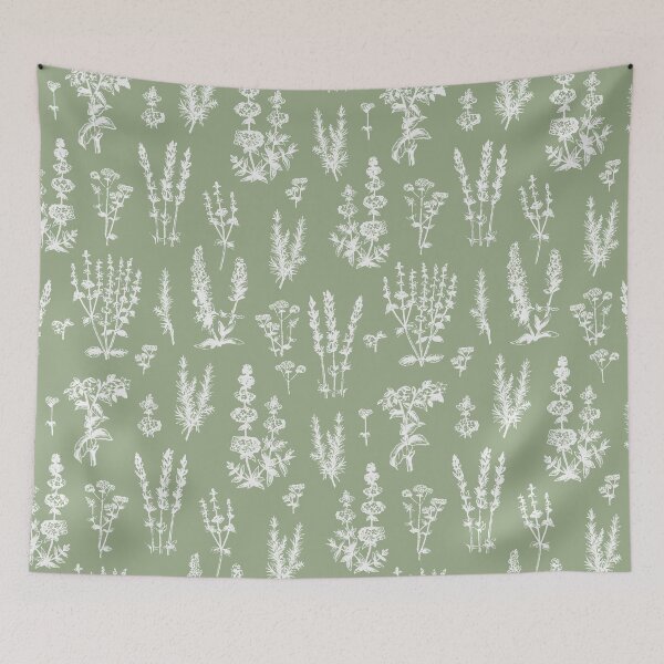 Item preview, Elegant Vintage Sage Green Herbal Garden Pattern designed and sold by tanjica.