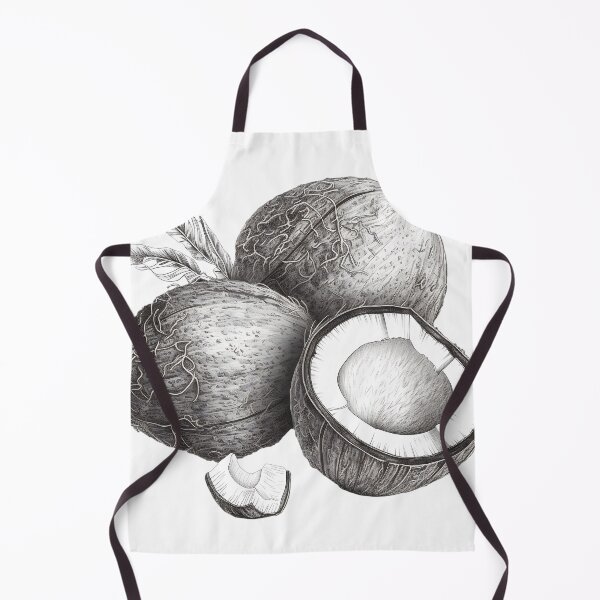 Item preview, Сoconut with leaves botanical illustration.  Coconut set - whole nut coconut segment and coconut pulp designed and sold by Anastasiia Yurevych.