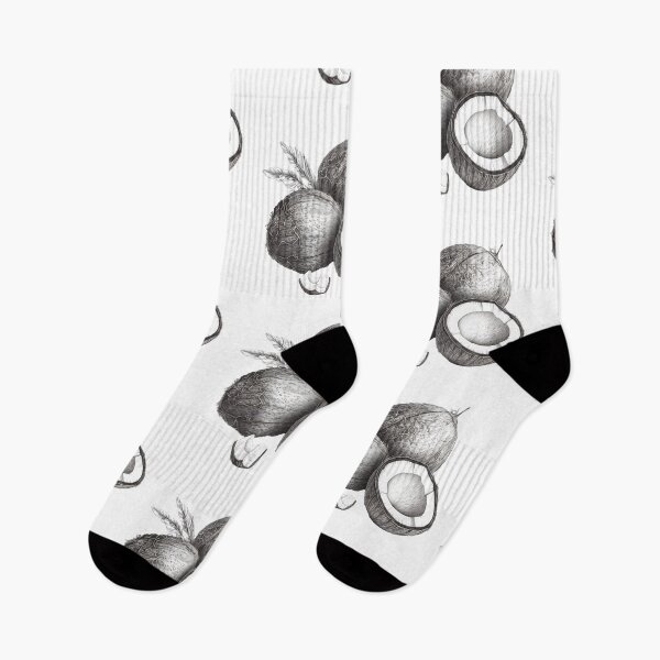 Item preview, Сoconut with leaves botanical illustration.  Coconut set - whole nut coconut segment and coconut pulp designed and sold by Anastasiia Yurevych.