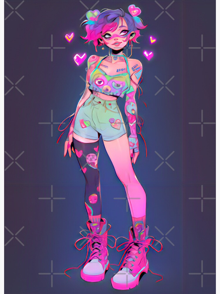 Pink & Blue Neon Kawaii Punk Girlie