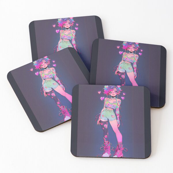 Item preview, Pink & Blue Neon Kawaii Punk Girlie designed and sold by BoudiccaLondon.