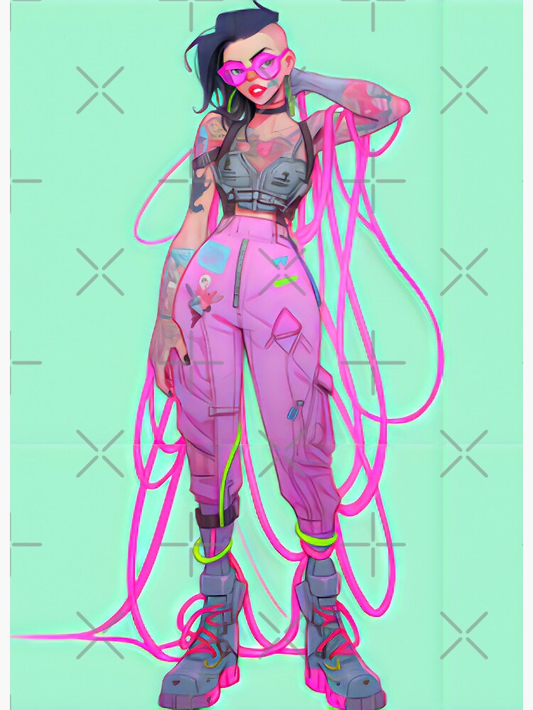 Pink Cyber Punk Kawaii Goth Girl Art Board Print