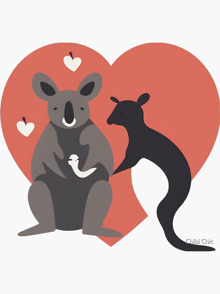 I Love Australia - Adorable Kangaroo and Koala Design Sticker for