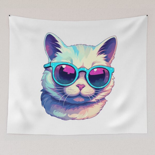 Item preview, Cool Cat Vibes - Neonpunk and Stylish Cat designed and sold by PurrrfectPrints.