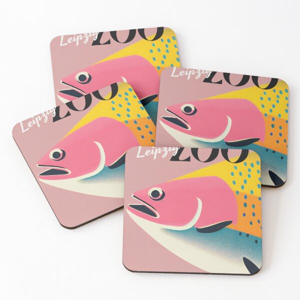 Item preview, Leipzig Zoo Retro Poster Salmon Colorful Vibes designed and sold by PinkNomad.