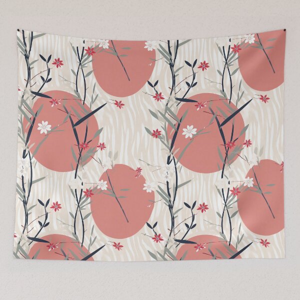 Item preview, Serene Bamboo And Cherry Blossoms Minimalistic Japanese Pattern designed and sold by Wonder Of Light.