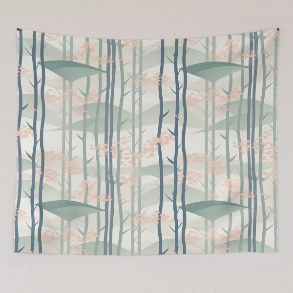 Item preview, Serene Bamboo And Cherry Blossoms Minimalistic Japanese Pattern designed and sold by Wonder Of Light.