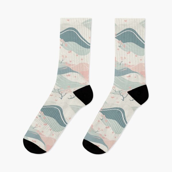 Item preview, Serene Waves And Cherry Blossoms Minimalistic Japanese Pattern designed and sold by Wonder Of Light.