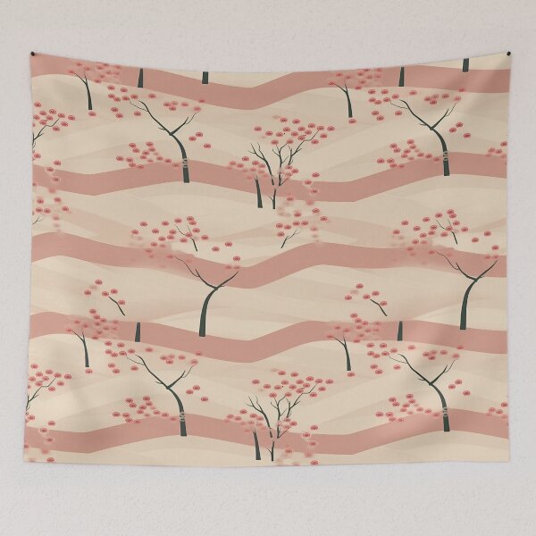 Item preview, Serene Waves And Cherry Blossoms Minimalistic Japanese Pattern designed and sold by Wonder Of Light.