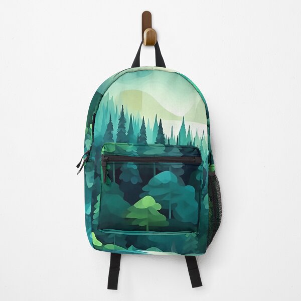 Item preview, Flattened blue green block forest landscape background designed and sold by StrongSouls.
