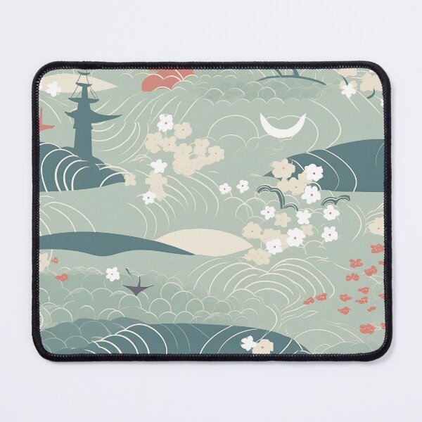 Item preview, Serene Waves And Cherry Blossoms Minimalistic Japanese Pattern designed and sold by Wonder Of Light.
