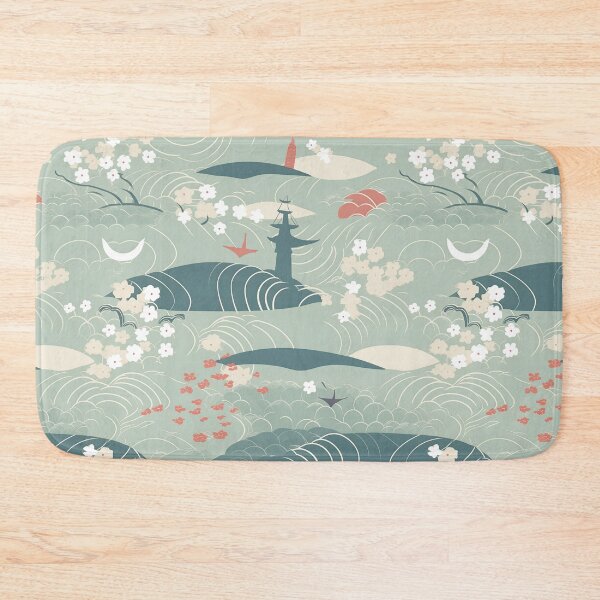 Item preview, Serene Waves And Cherry Blossoms Minimalistic Japanese Pattern designed and sold by Wonder Of Light.